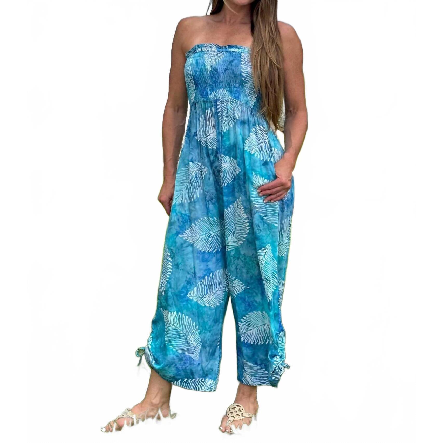 New Santiki The Cambria Jumpsuit In Turquoise Leaf